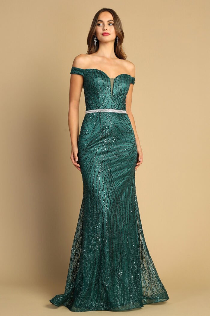 GLITTER PRINT FITTED OFF SHOULDER - Image 4