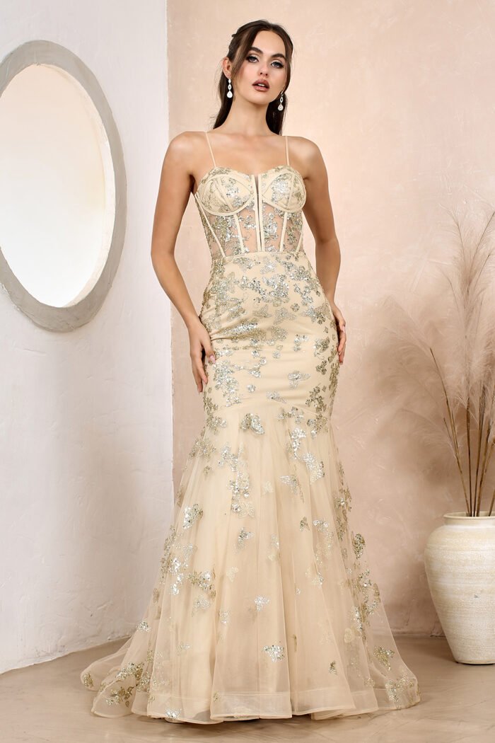 STRAPLESS BUTTERFLY PRINT MERMAID GOWN - Image 5