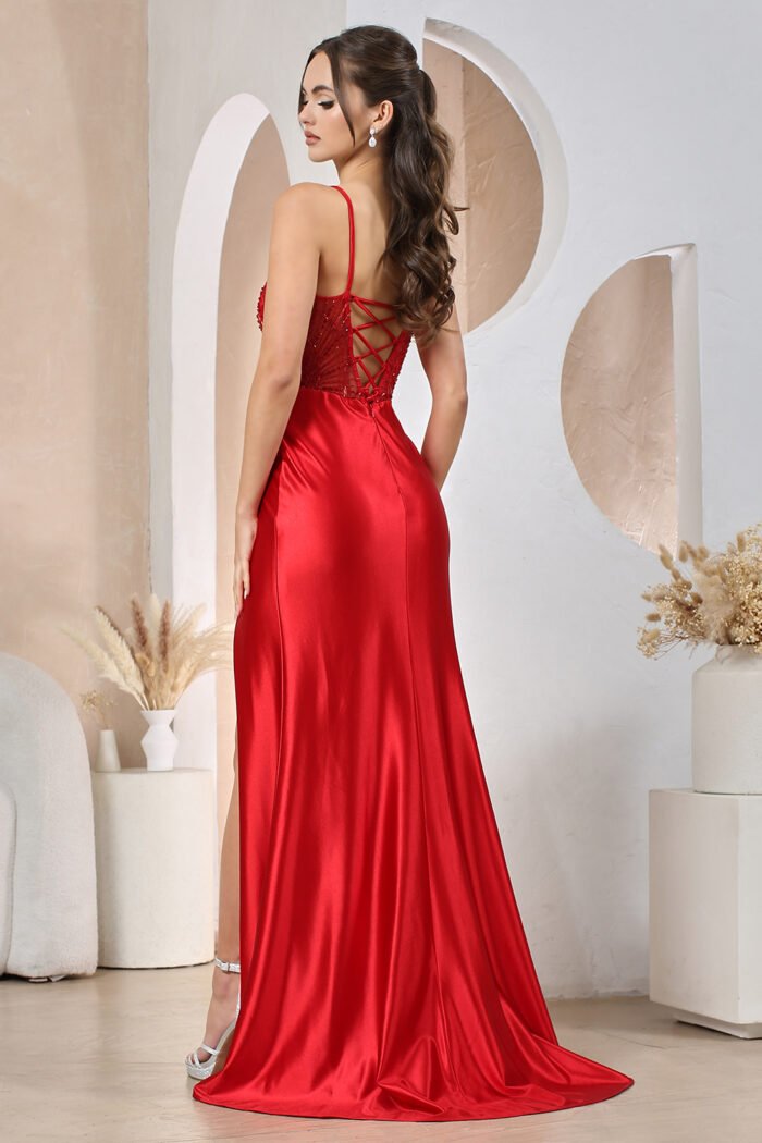 SILK SATIN LONG EVENING GOWN - Image 5