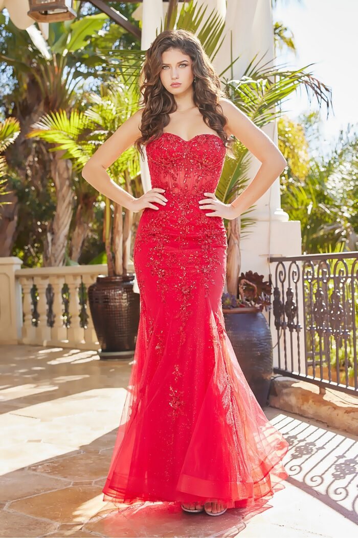EMBROIDERED STRAPLESS CORSET MERMAID DRESS - Image 2