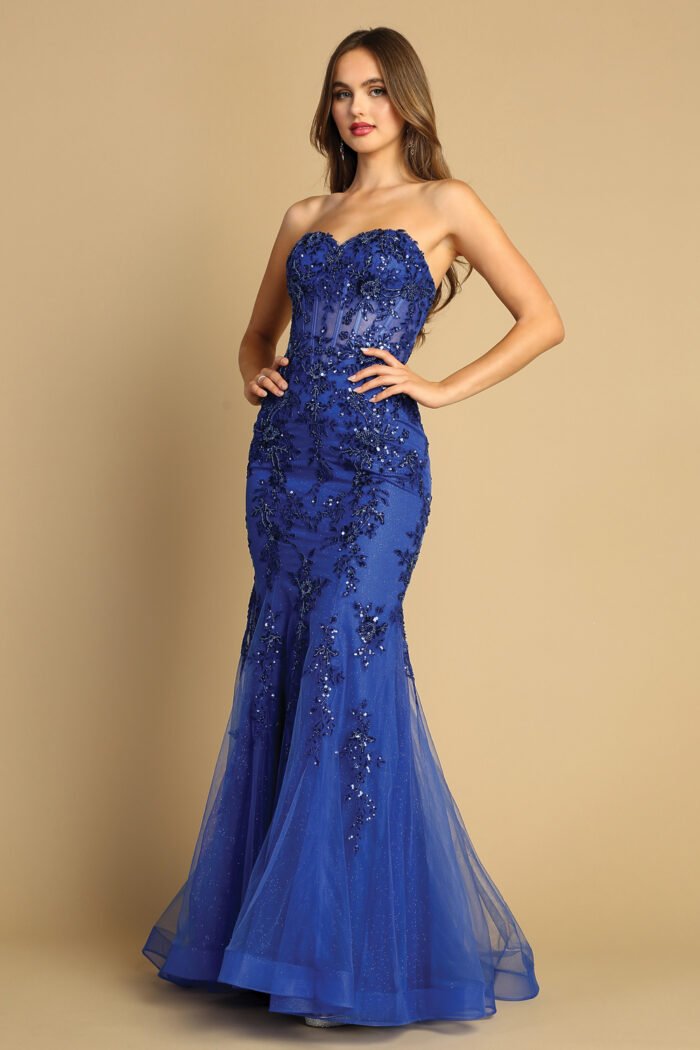 EMBROIDERED STRAPLESS CORSET MERMAID DRESS - Image 8