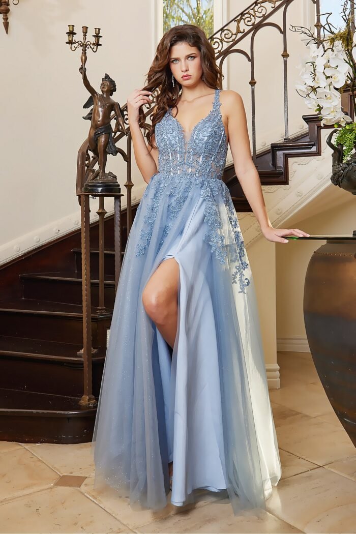 APPLIQUE CORSET GLITTER TULLE SLIT GOW - Image 4