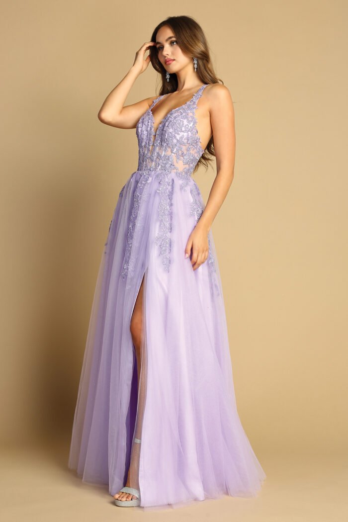 APPLIQUE CORSET GLITTER TULLE SLIT GOW