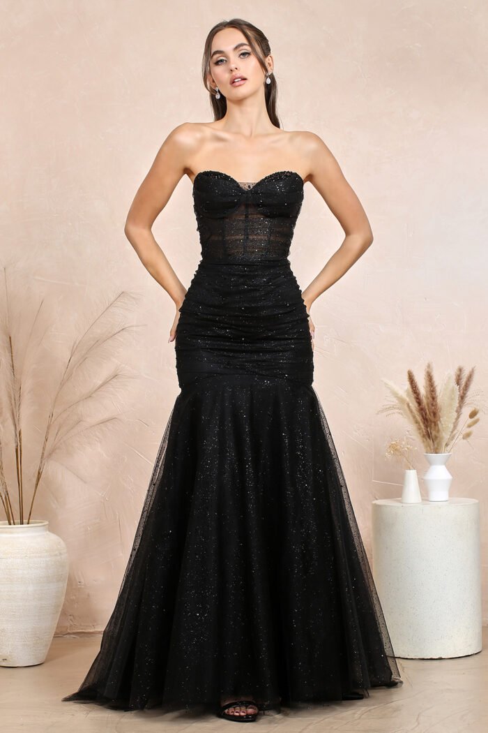 GLITTER STRAPLESS CORSET MERMAID DRESS - Image 6