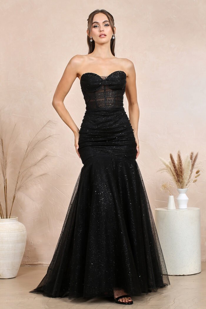 GLITTER STRAPLESS CORSET MERMAID DRESS - Image 7