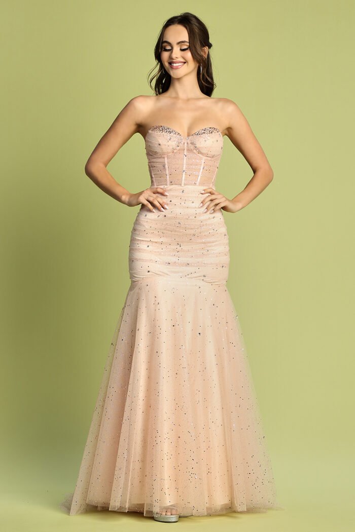 GLITTER STRAPLESS CORSET MERMAID DRESS - Image 8