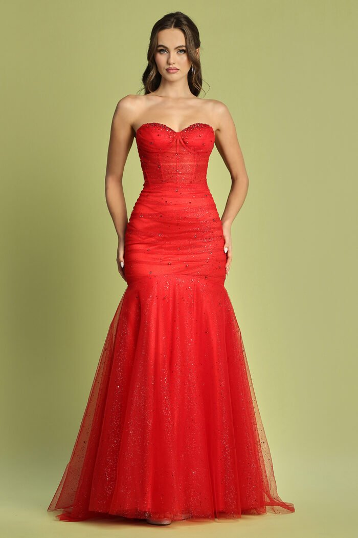 GLITTER STRAPLESS CORSET MERMAID DRESS - Image 3